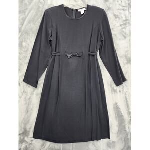 Vintage Hayley Michaels Dress Womens S Black Long Sleeve Bow Tie Waist Party
